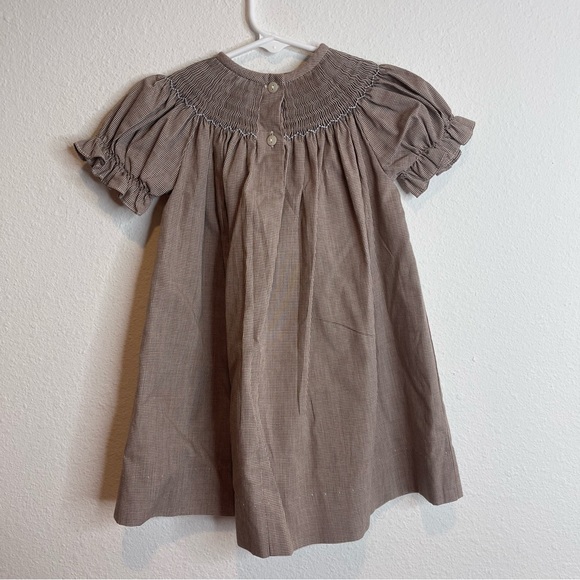 vive la fete brown check penguin smocked dress - Picture 3 of 3